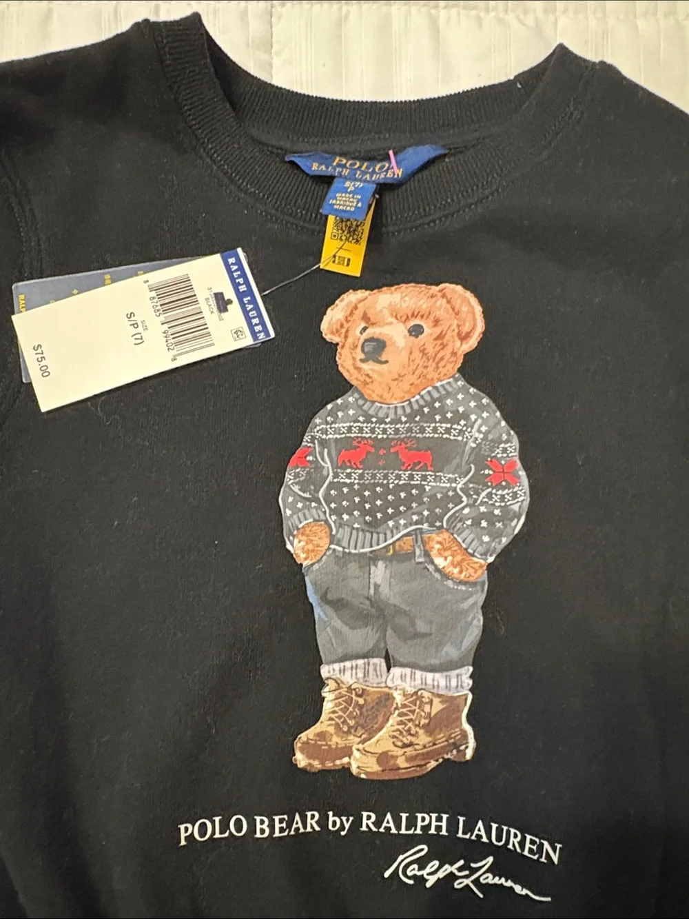 Ralph Lauren Black Girls' Polo Bear Sweatshirt Dress